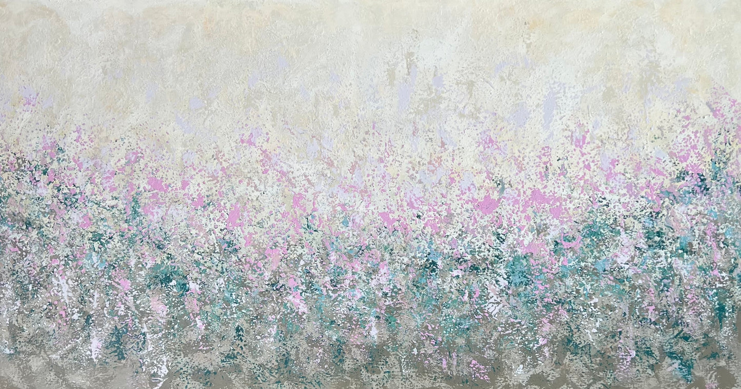 "Švelnus vasaros pasakojimas" abstraktus, vienetinis paveikslas 80*150