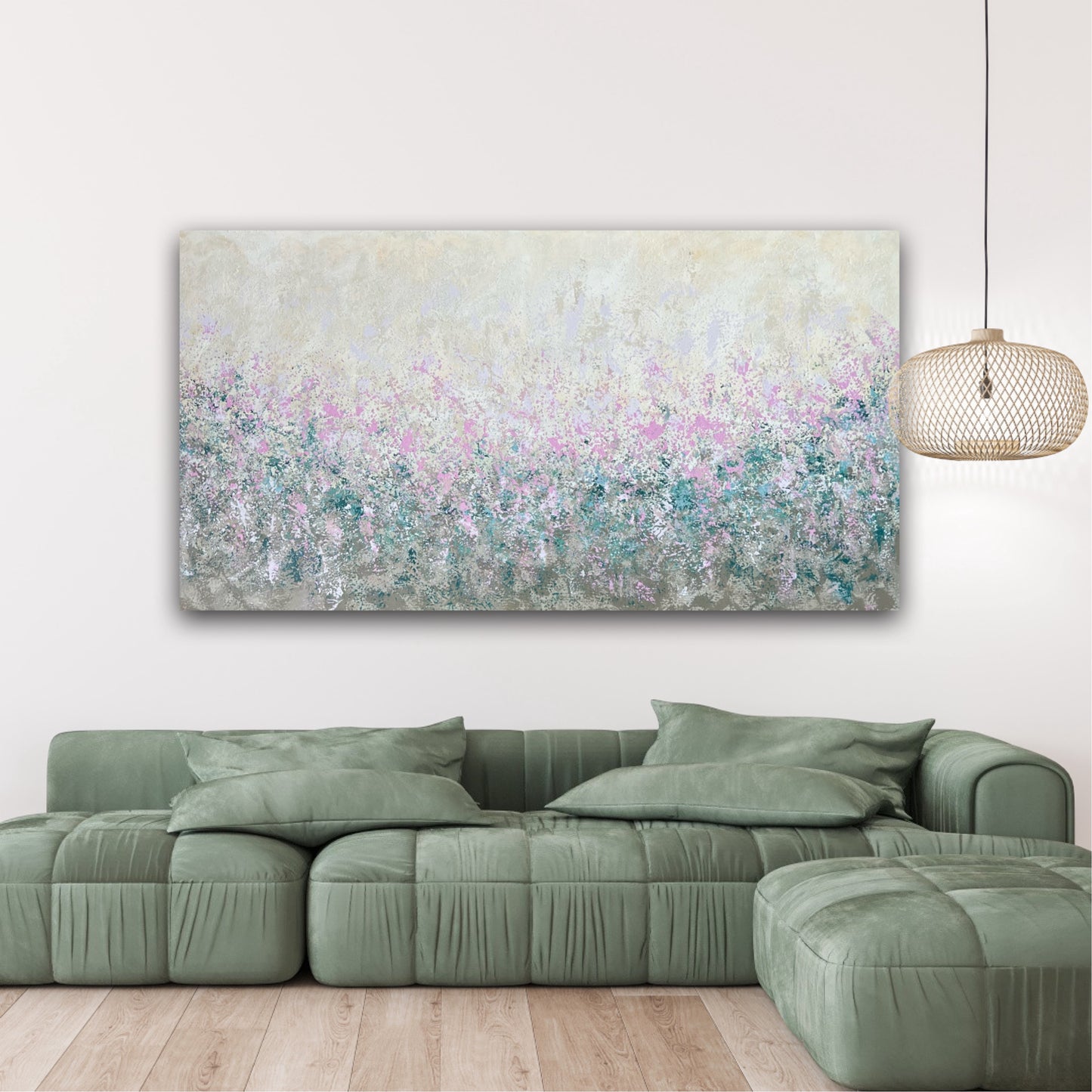"Švelnus vasaros pasakojimas" abstraktus, vienetinis paveikslas 80*150