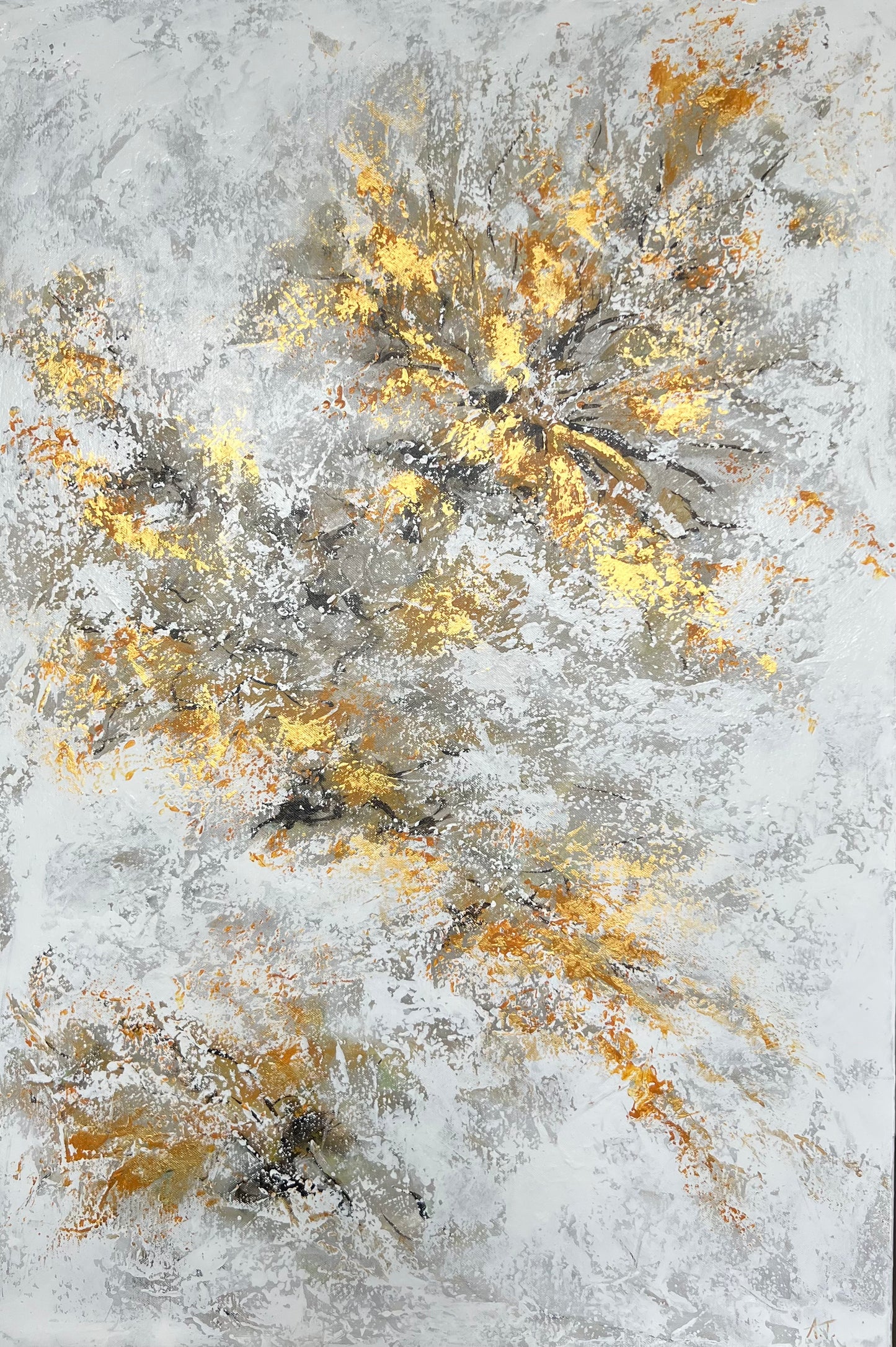 Abstraktus, vienetinis paveikslas interjerui "Šiluma" 60*90cm