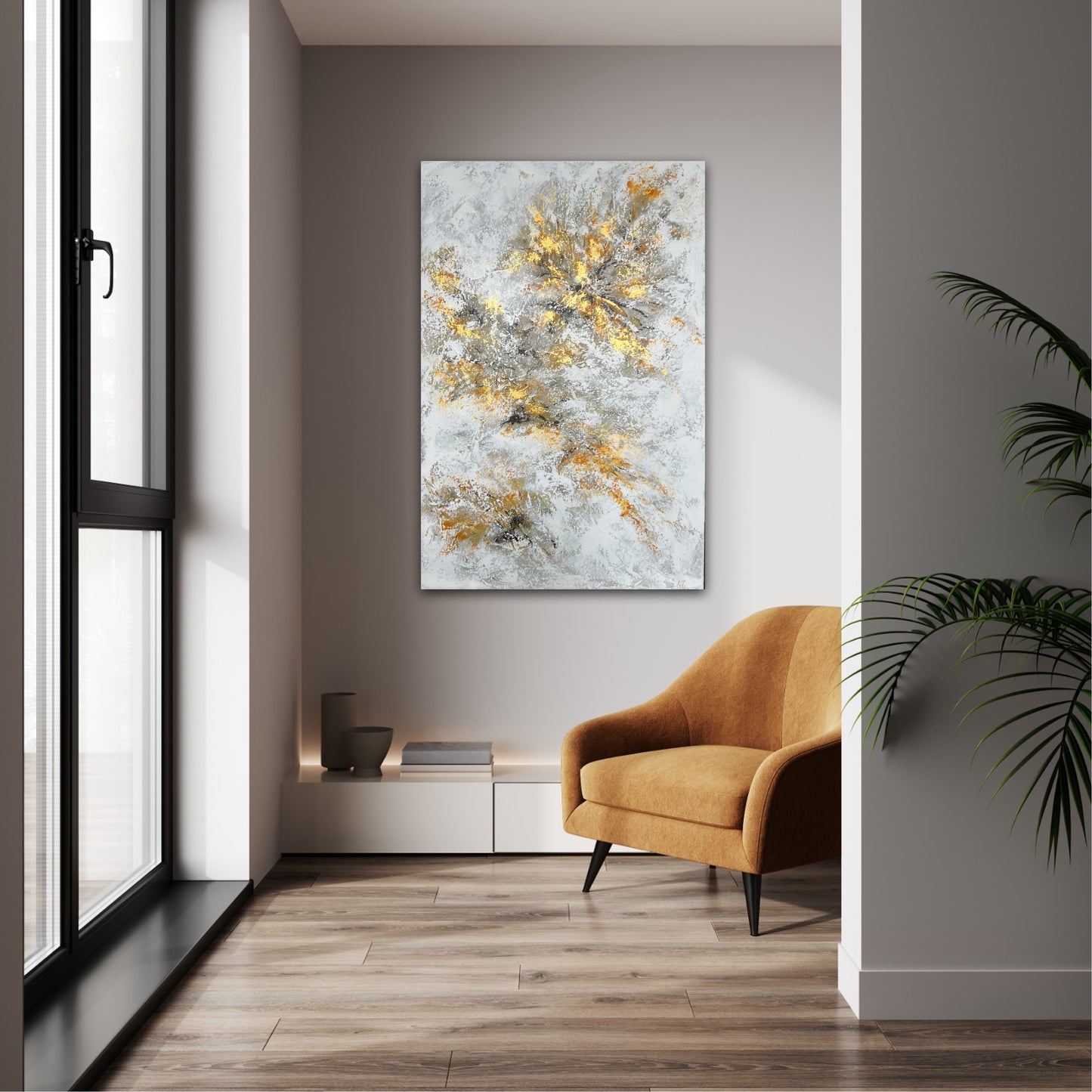Abstraktus, vienetinis paveikslas interjerui "Šiluma" 60*90cm
