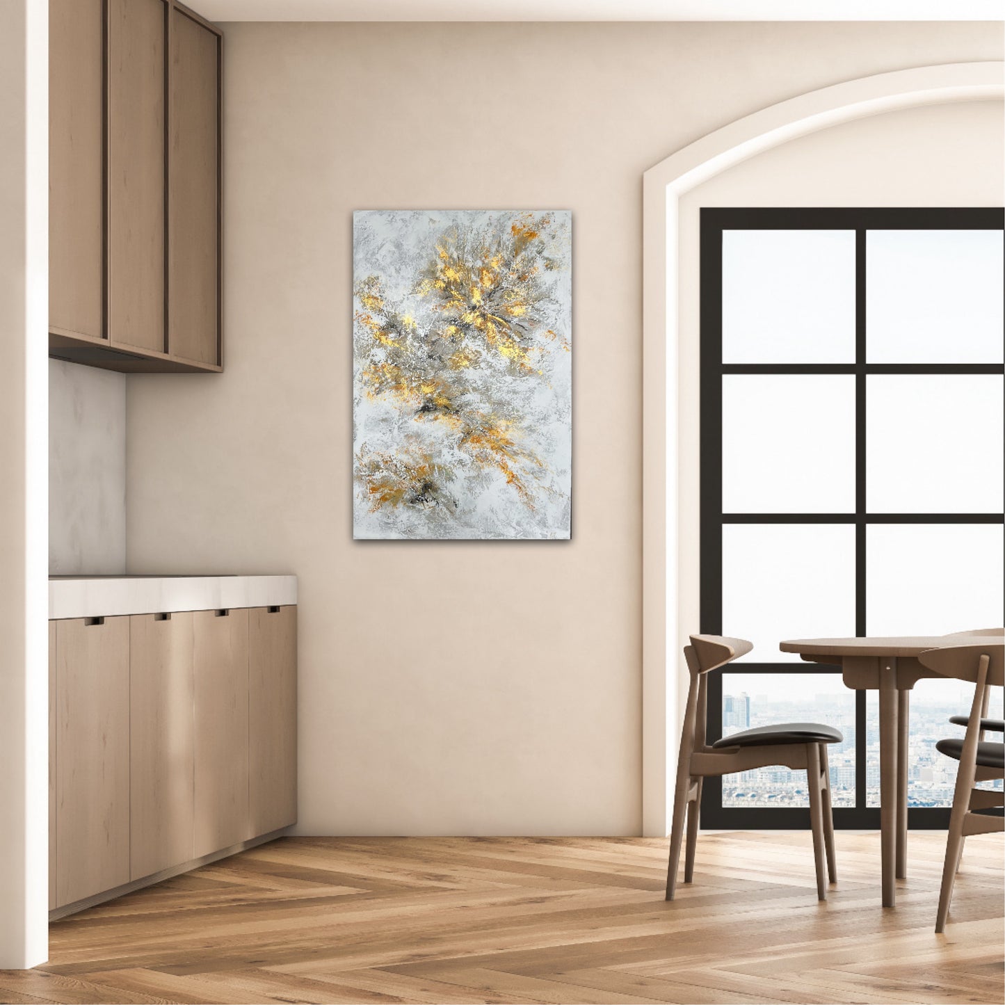 Abstraktus, vienetinis paveikslas interjerui "Šiluma" 60*90cm