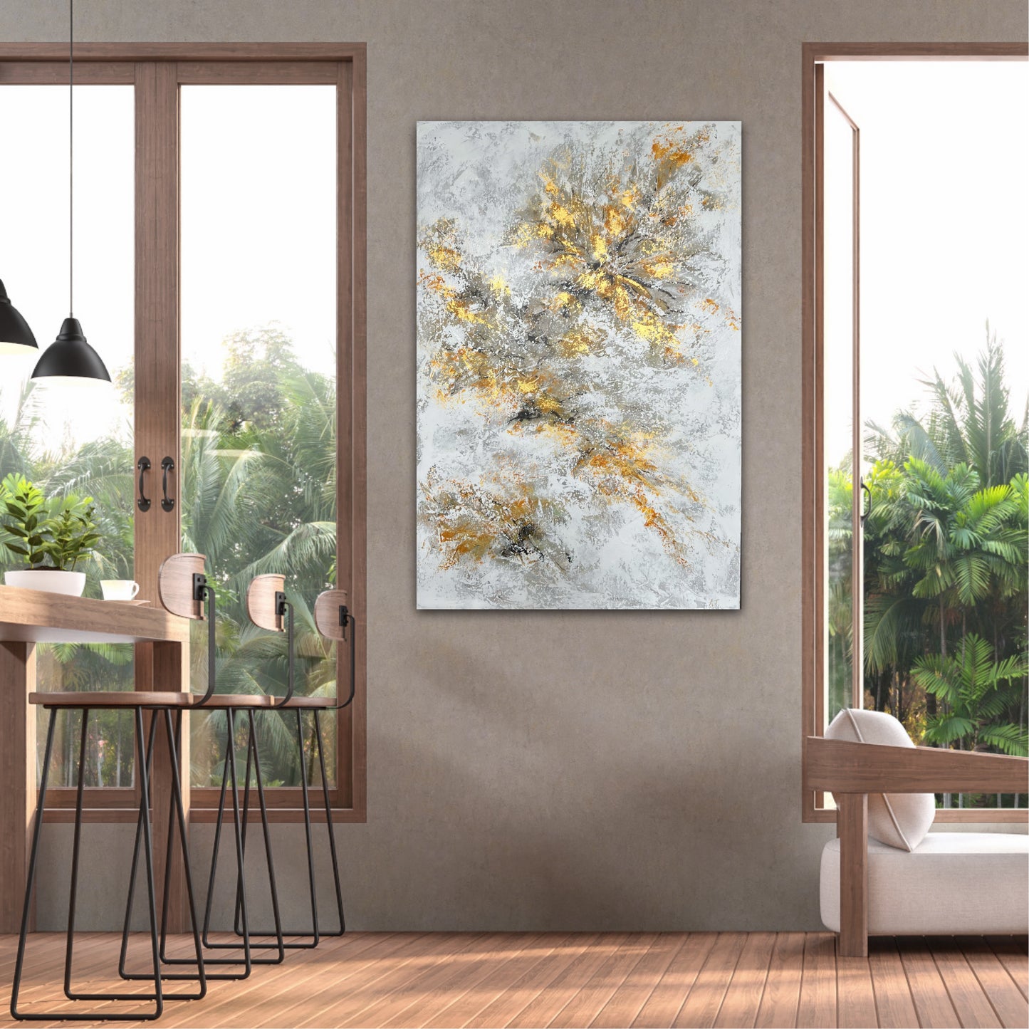 Abstraktus, vienetinis paveikslas interjerui "Šiluma" 60*90cm