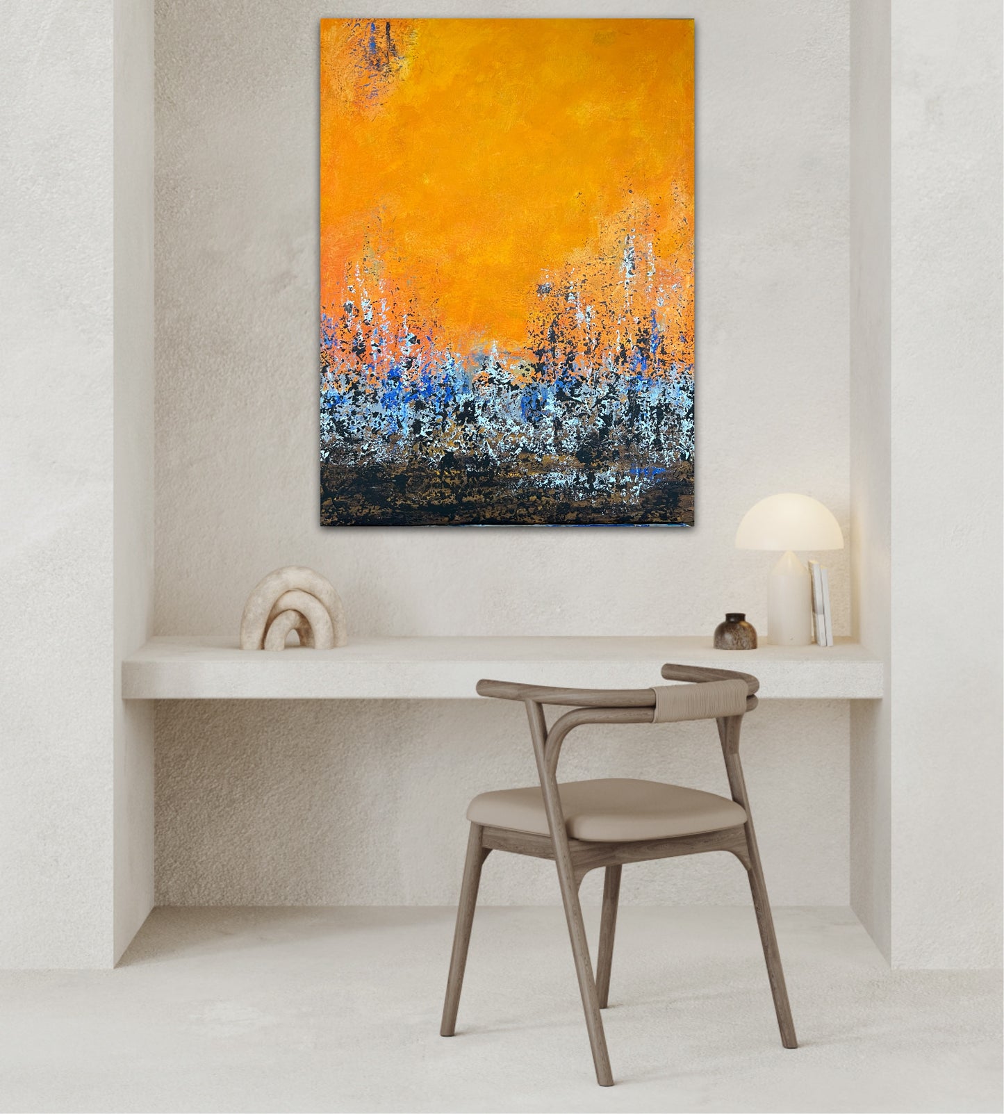 Abstraktus paveikslas "Dykumų saulė" Dydis 60*80, akrilas ant drobės.