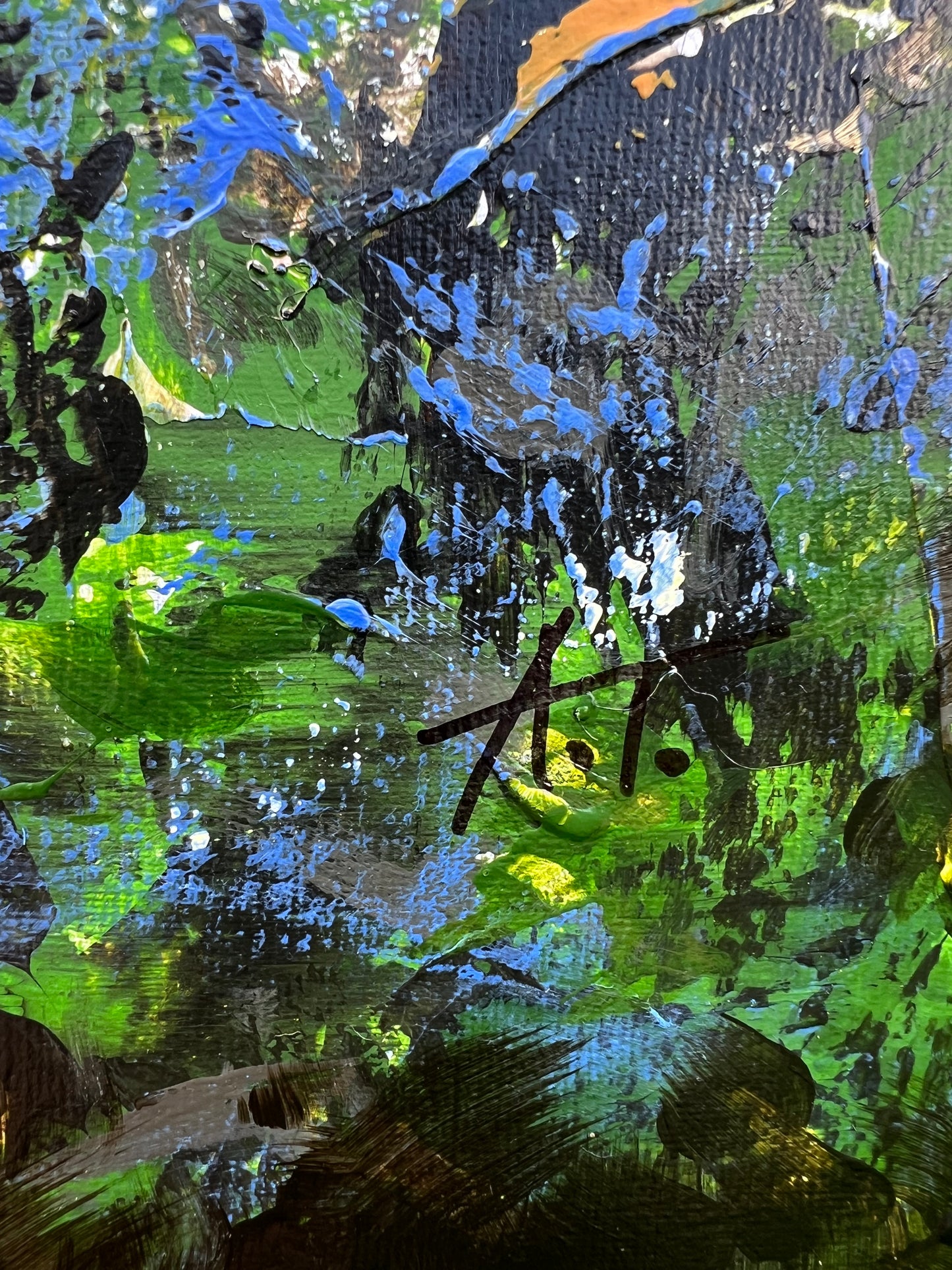 Modernus, abstraktus paveikslas "Miško pasaka" 100*130cm.